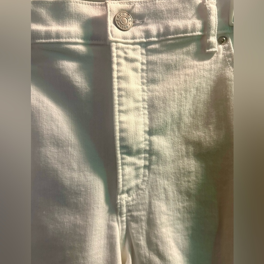 Express High Rise Cropped Embroidery Flare Jeans - Picture 3 of 16